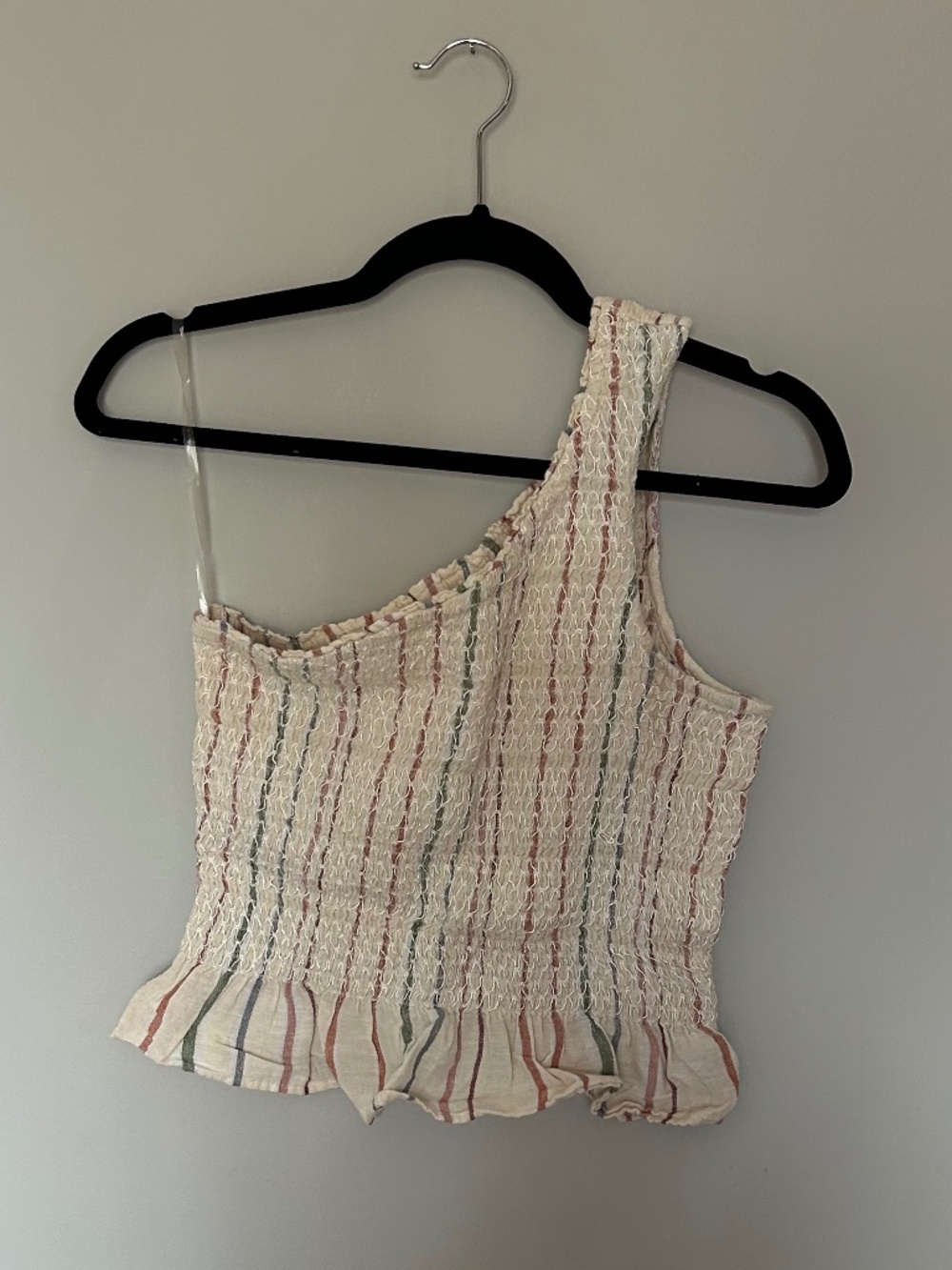 Striped One-Shoulder Cropped Top